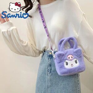 Kuromi Plush Crossbody Bag Purse Sanrio Adjustable Strap Purple Hello Kitty Emo